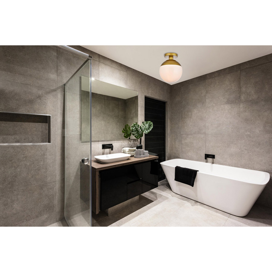 Elegant Flush Mount Light - Brass/Glass Matte, L 10" (LD6066BR)