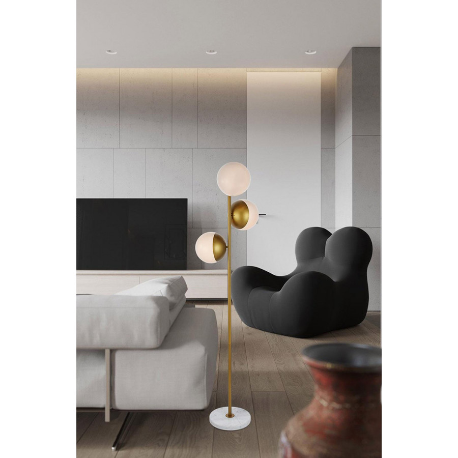 Elegant LED Floor Lamp - Brass/Glass Matte (LD6162BR)
