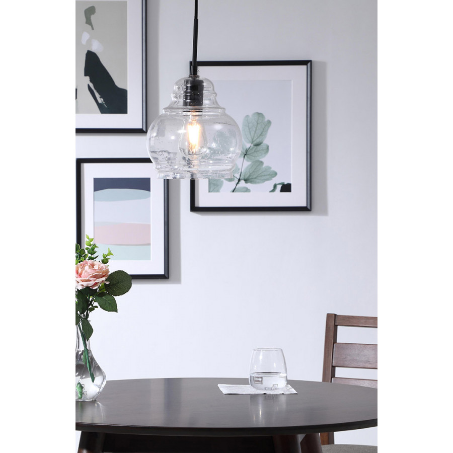 Elegant Pendant Light - Black, L 8" (LD6198BK)