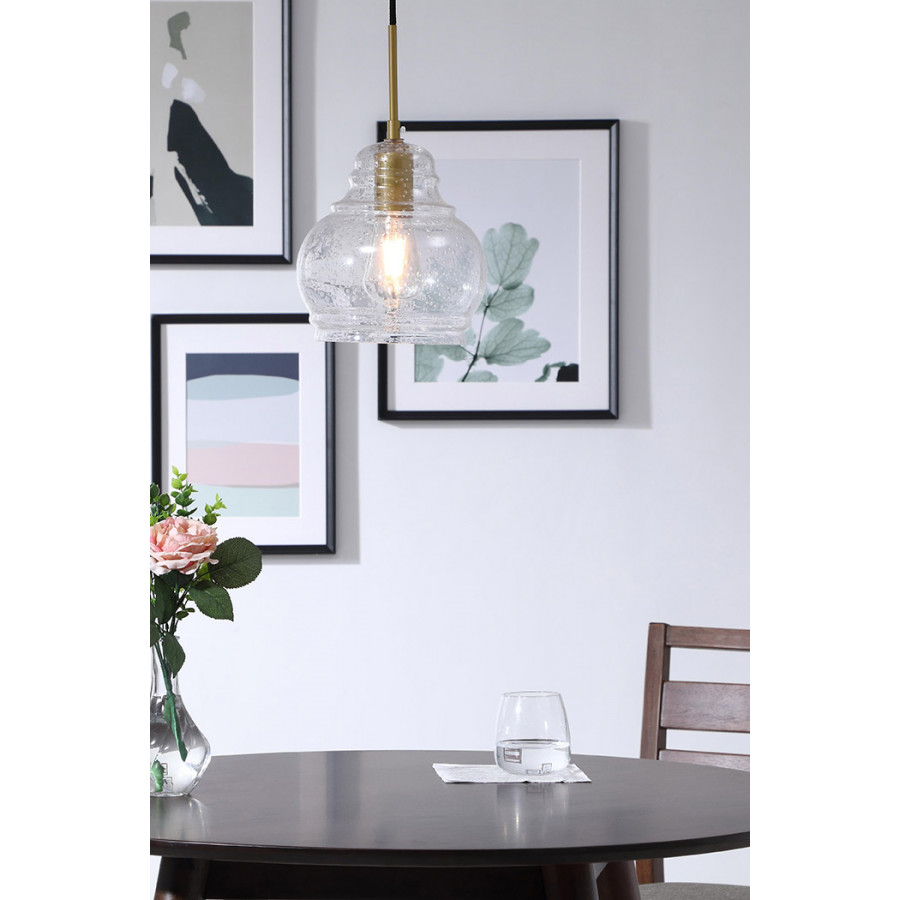 Elegant Pendant Light - Brass, L 8" (LD6200BR)