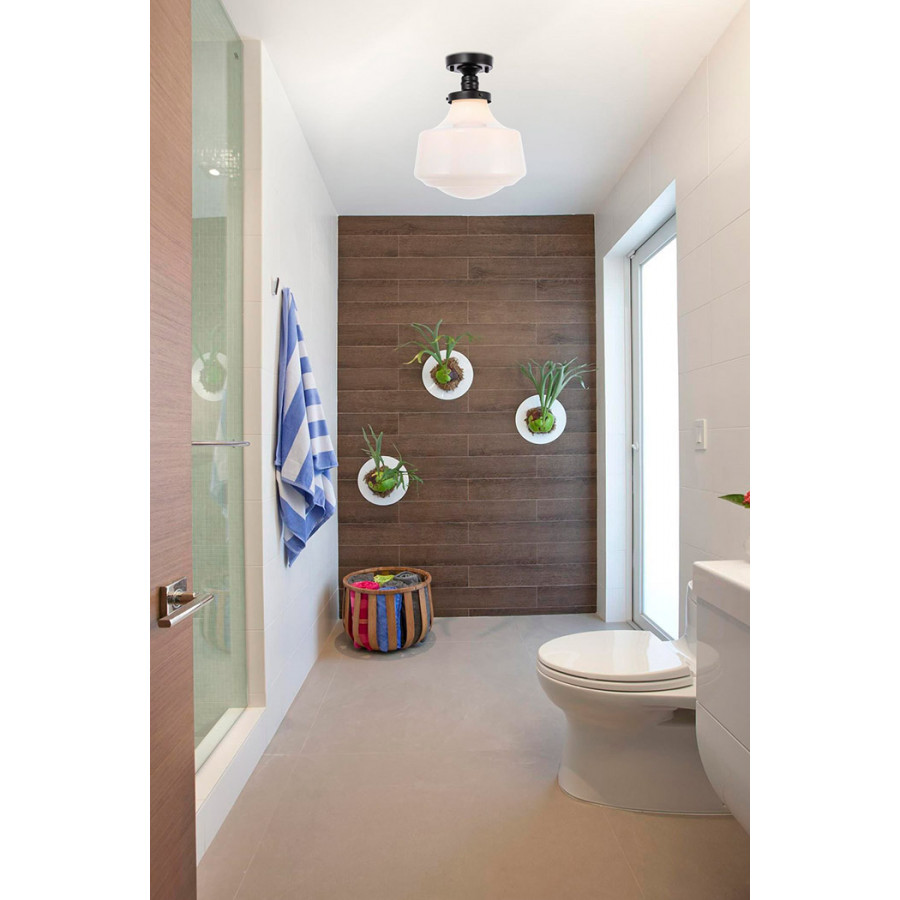 Elegant Flush Mount Light - Black/Glass Matte, L 11" (LD6243BK)