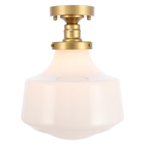 Elegant Flush Mount Light - Brass/Glass Matte, L 11" (LD6245BR)
