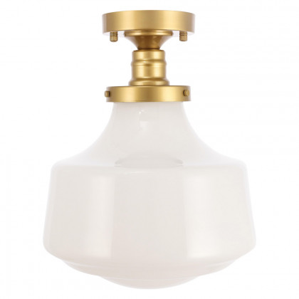 Elegant Flush Mount Light - Brass/Glass Matte, L 11" (LD6245BR)