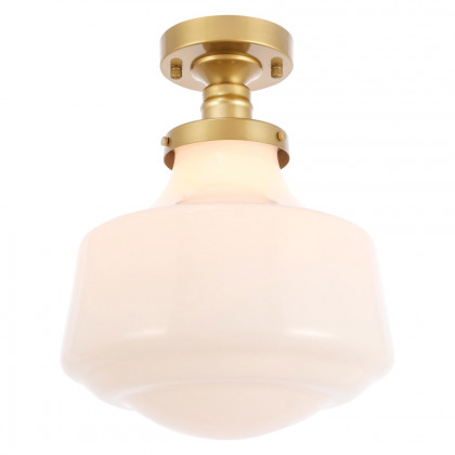 Elegant Flush Mount Light - Brass/Glass Matte, L 11" (LD6245BR)