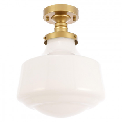 Elegant Flush Mount Light - Brass/Glass Matte, L 11" (LD6245BR)
