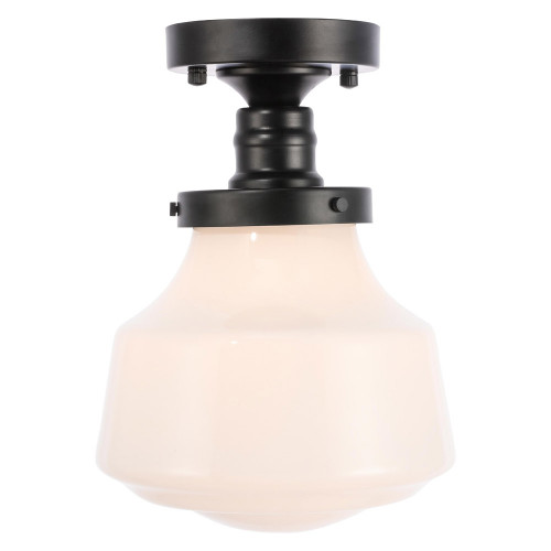 Elegant Flush Mount Light - Black/Glass Matte, L 8" (LD6249BK)
