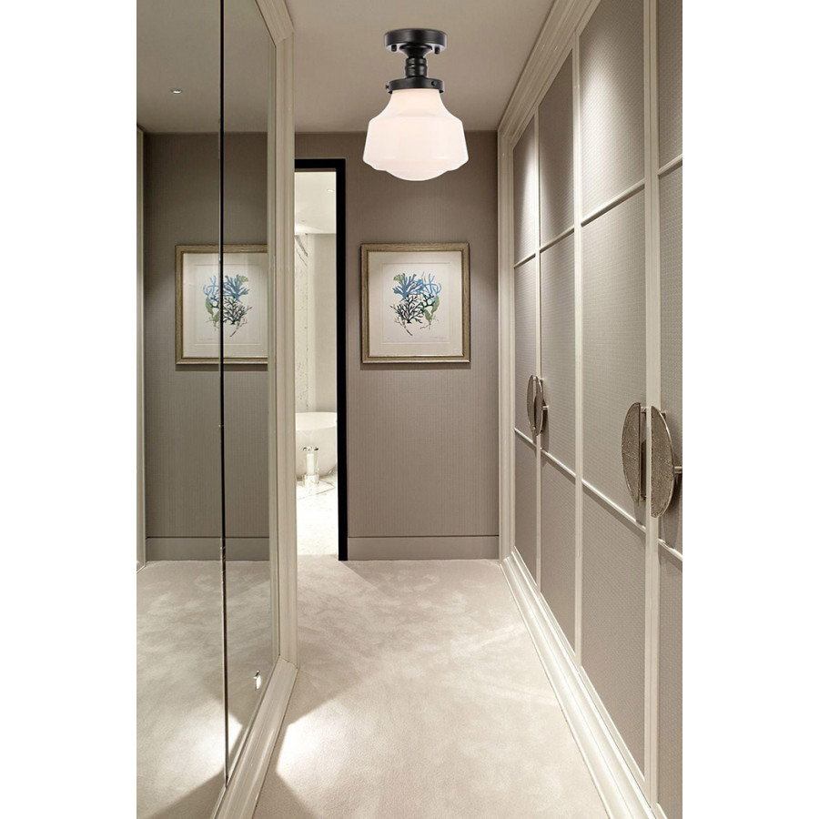 Elegant Flush Mount Light - Black/Glass Matte, L 8" (LD6249BK)