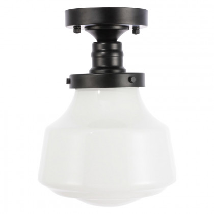 Elegant Flush Mount Light - Black/Glass Matte, L 8" (LD6249BK)