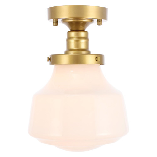 Elegant Flush Mount Light - Brass/Glass Matte, L 8" (LD6251BR)