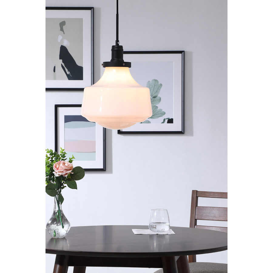 Elegant Pendant Light - Black/Glass Matte, L 11" (LD6261BK)