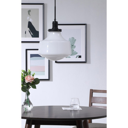 Elegant Pendant Light - Black/Glass Matte, L 11" (LD6261BK)