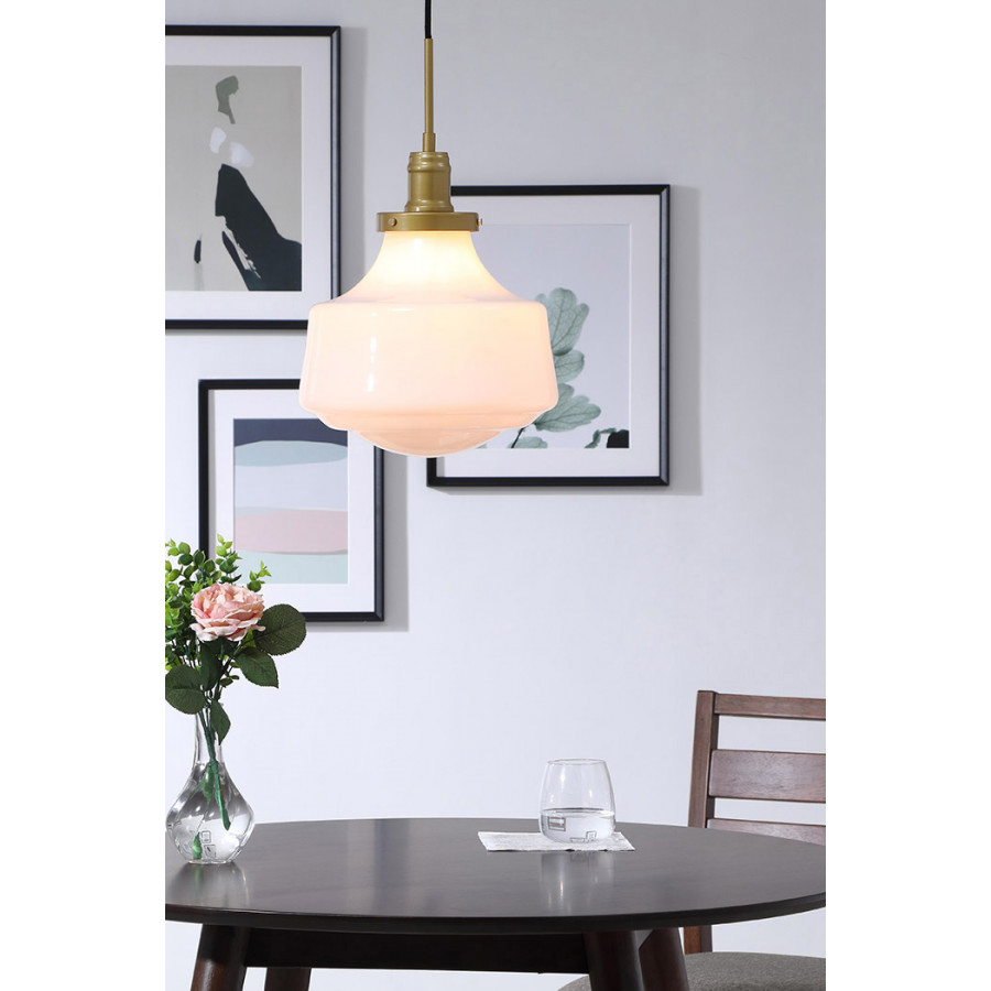 Elegant Pendant Light - Brass/Glass Matte, L 11" (LD6263BR)