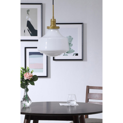 Elegant Pendant Light - Brass/Glass Matte, L 11" (LD6263BR)