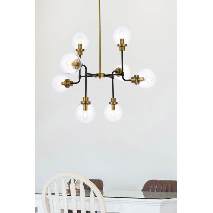 Elegant Hanson 8 Lights Pendant - Brass/Black (LD7039D36BRB)