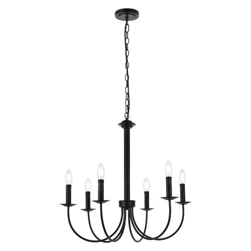 Elegant Brielle 6 Lights Pendant - Black, L 26" (LD7040D26BK)