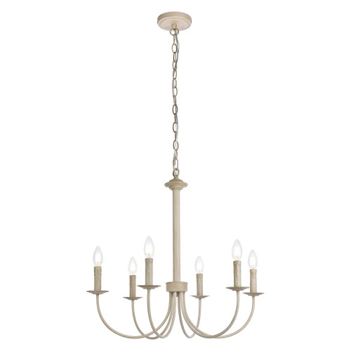 Elegant Brielle 6 Lights Pendant - Weathered Dove, L 26" (LD7040D26WD)