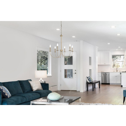 Elegant Brielle 6 Lights Pendant - Weathered Dove, L 26" (LD7040D26WD)