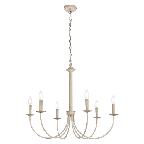 Elegant Brielle 6 Lights Pendant - Weathered Dove, L 32" (LD7041D32WD)
