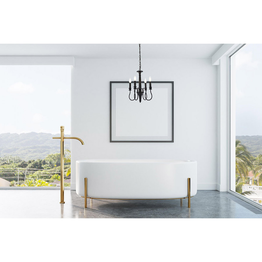 Elegant Flynx 4 Lights Pendant - Black, L 14" (LD7042D14BK)