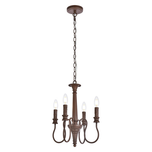 Elegant Flynx 4 Lights Pendant - Weathered Oak, L 14" (LD7042D14WOK)