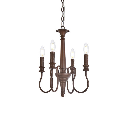 Elegant Flynx 4 Lights Pendant - Weathered Oak, L 14" (LD7042D14WOK)