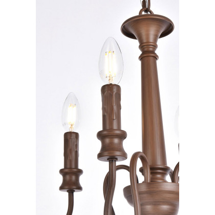 Elegant Flynx 4 Lights Pendant - Weathered Oak, L 14" (LD7042D14WOK)