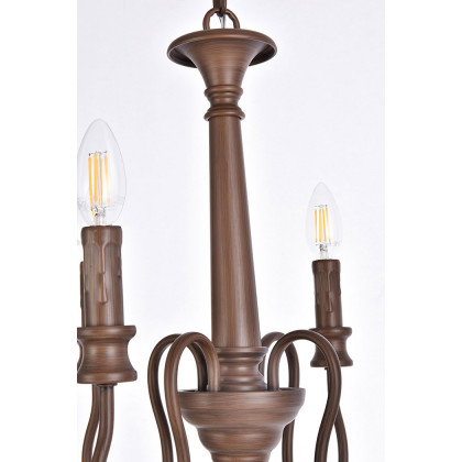Elegant Flynx 4 Lights Pendant - Weathered Oak, L 14" (LD7042D14WOK)