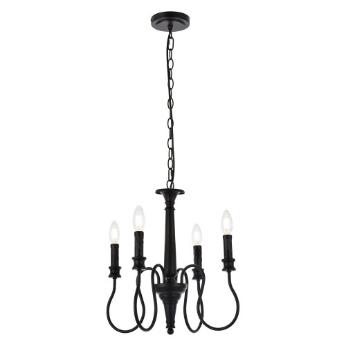 Elegant Flynx 4 Lights Pendant - Black, L 17" (LD7043D17BK)