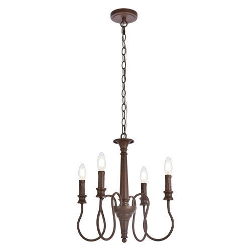 Elegant Flynx 4 Lights Pendant - Weathered Oak, L 17" (LD7043D17WOK)