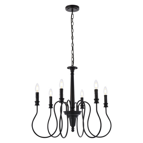Elegant Flynx 4 Lights Pendant - Black, L 26" (LD7044D26BK)