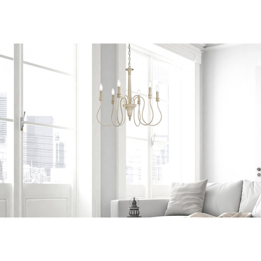Elegant Flynx 4 Lights Pendant - Weathered Dove, L 26" (LD7044D26WD)