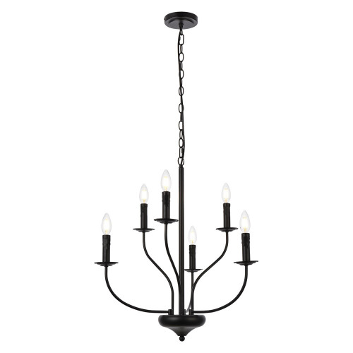 Elegant Westley 6 Lights Pendant - Black, L 24" (LD7046D24BK)