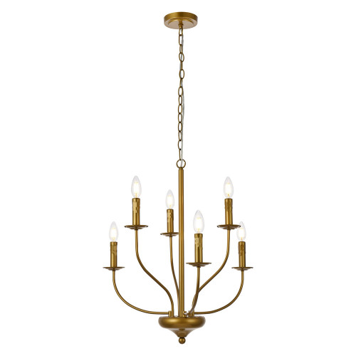 Elegant Westley 6 Lights Pendant - Brass, L 24" (LD7046D24BR)