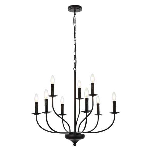 Elegant Westley 6 Lights Pendant - Black, L 28" (LD7047D28BK)