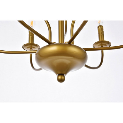 Elegant Westley 6 Lights Pendant - Brass, L 28" (LD7047D28BR)