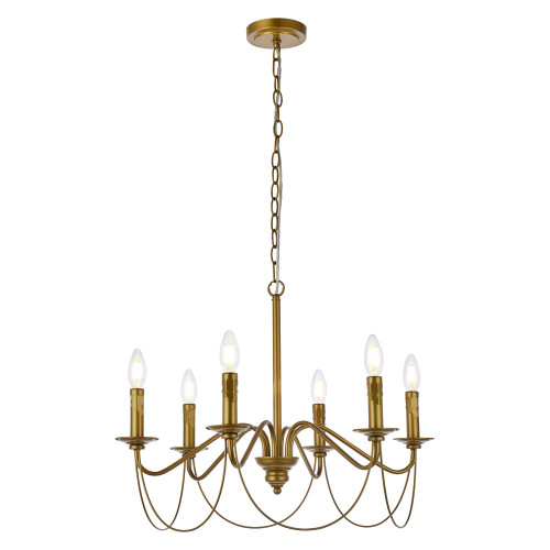 Elegant Westley 6 Lights Pendant - Brass (LD7048D24BR)