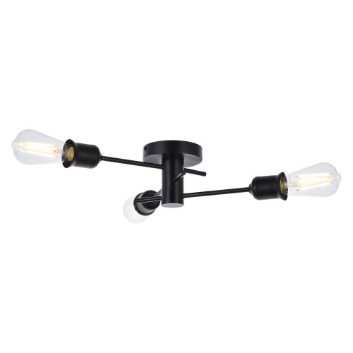 Elegant Xavier 3 Lights Flush Mount - Black (LD7049F18BK)