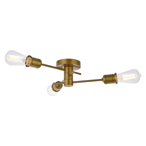 Elegant Xavier 3 Lights Flush Mount - Brass (LD7049F18BR)