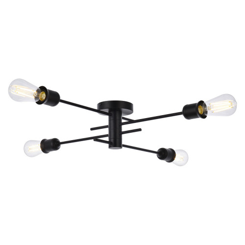 Elegant Xavier 4 Lights Flush Mount - Black (LD7050F26BK)
