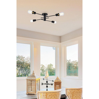 Elegant Xavier 4 Lights Flush Mount - Black (LD7050F26BK)