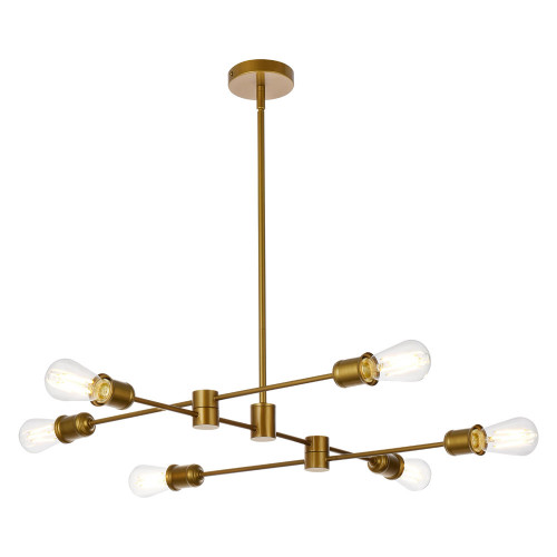 Elegant Xavier 6 Lights Pendant - Brass, L 31" (LD7051D31BR)