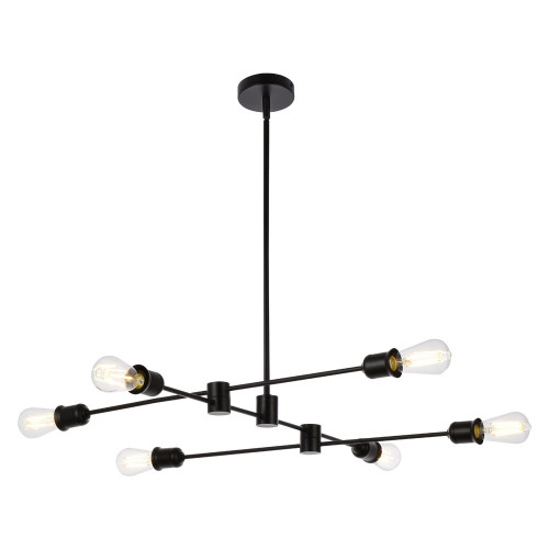 Elegant Xavier 6 Lights Pendant - Black, L 35" (LD7052D35BK)