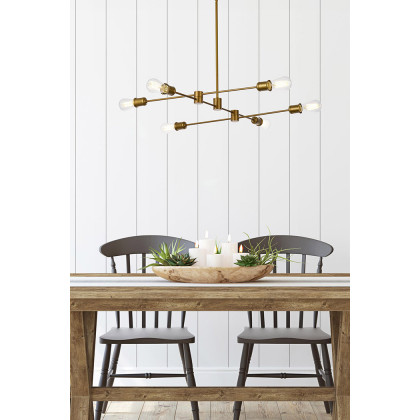 Elegant Xavier 6 Lights Pendant - Brass, L 35" (LD7052D35BR)