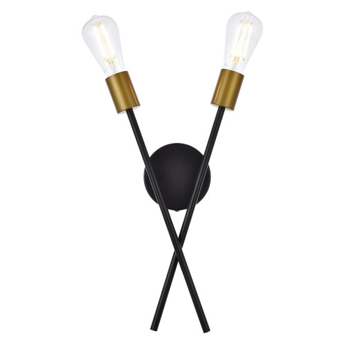 Elegant Armin 2 Lights Wall Sconce - Brass/Black (LD7053W7BRB)
