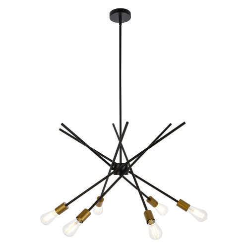 Elegant Armin 6 Lights Pendant - Brass/Black (LD7054D32BRB)