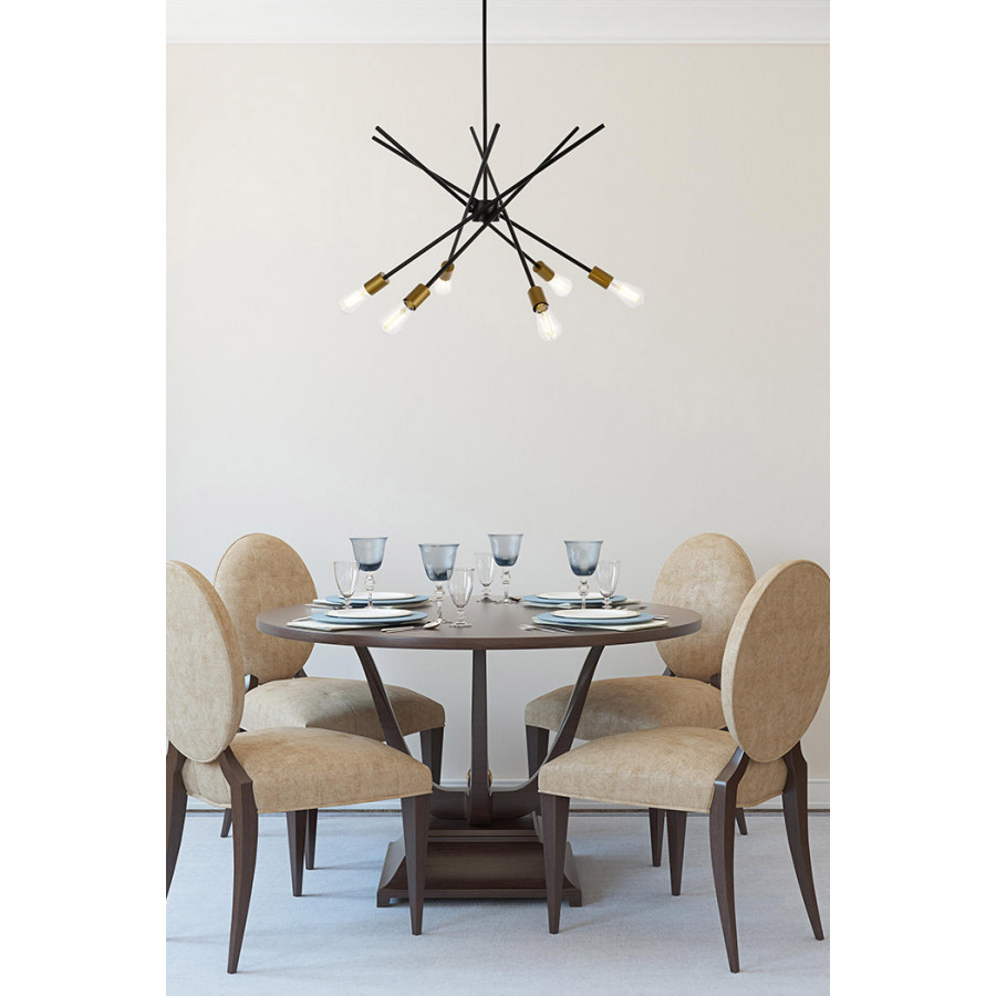 Elegant Armin 6 Lights Pendant - Brass/Black (LD7054D32BRB)