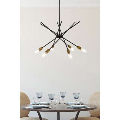 Elegant Armin 6 Lights Pendant - Brass/Black (LD7054D32BRB)