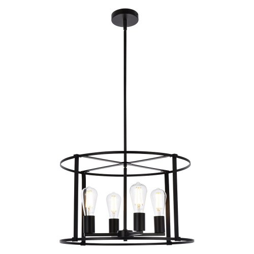 Elegant Agnys 4 Lights Pendant - Black, L 20" (LD7057D20BK)