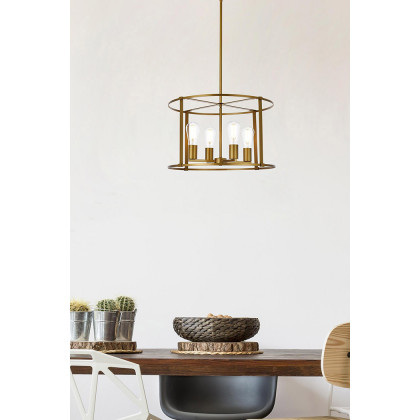 Elegant Agnys 4 Lights Pendant - Brass, L 20" (LD7057D20BR)