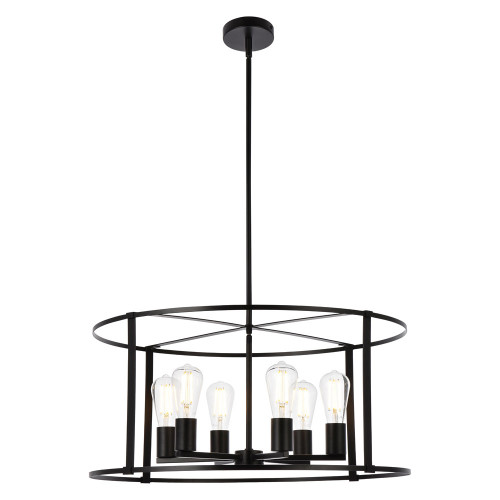Elegant Agnys 4 Lights Pendant - Black, L 26" (LD7058D26BK)